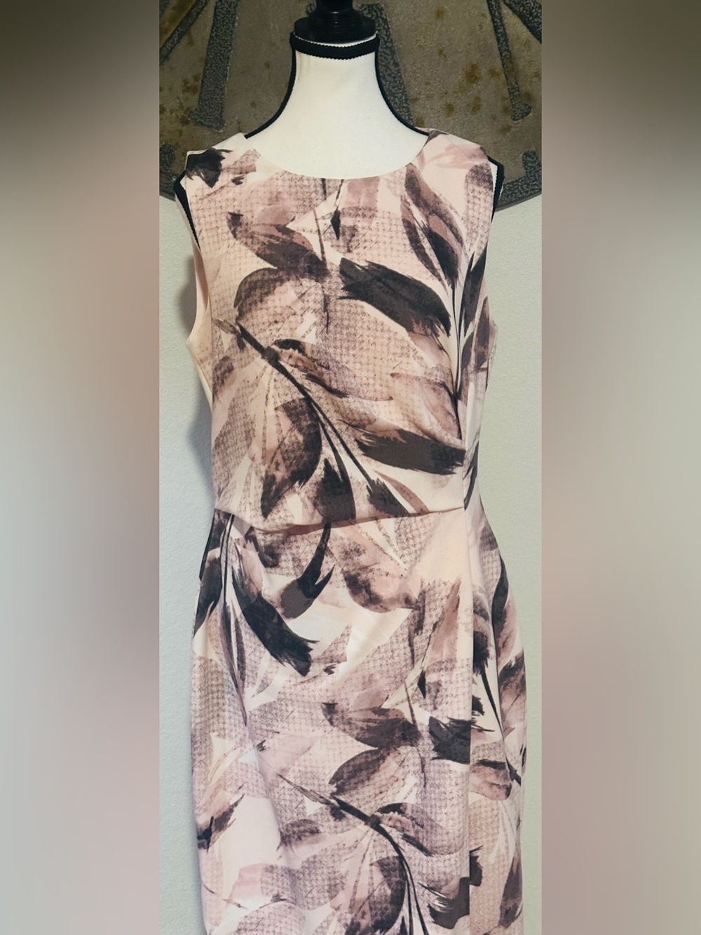 Vince Camuto Pink and Black Floral Midi Dress